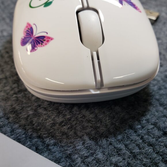 Share Wireless Mouse with Nano Receiver for PC, Mac. Flowers White Butterflies. - Picture 9 of 11